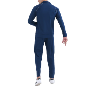Conjunto deportivo azul marino para hombre, chaqueta con cremallera y pantalones largos, conjunto informal transpirable de dos piezas - Product Image 2