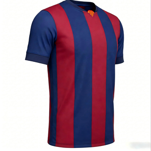Camiseta de Fútbol a Rayas Azules y Blancas Perfect 08 para Hombre, Manga Corta, Cuello en V, Absorbe la Humedad, Poliéster, Corte Regular - Product Image 1