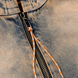<b>Men's</b> <b>Hooded</b> <b>Denim</b> <b>Jacket</b> Regular Fit Tie Dye Cotton Casual Autumn Wear Zipper Front Solid Color Breathable Woven Style - Product Image 6