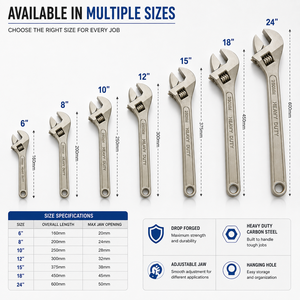 ประแจปรับระดับได้แบบ Heavy Duty ผิวซาติน ผลิตจากเหล็กกล้าคาร์บอน ตีขึ้นรูปแข็งแรง ทนทาน เหมาะสำหรับงานประปาและซ่อมรถยนต์ - Product Image 3