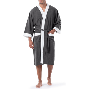 Peignoirs à manches longues pour hommes RABUSH SPORTS avec poches, 100 % coton, absorbants, vêtements de nuit décontractés d'été - Prix de gros - Product Image 1