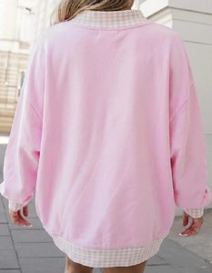 เสื้อสเวตเชิ้ตสีน้ำตาลตัวใหญ่ แต่งลายสก็อตแบบตะวันตก คอกลม สวมใส่ได้ทั้งชายและหญิง สไตล์ฤดูใบไม้ร่วง - Product Image 6