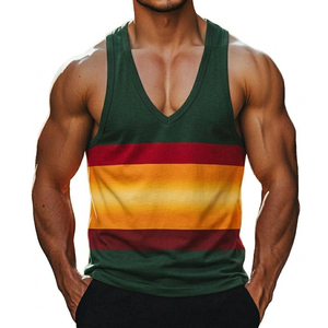 Custom Made Wholesale Price Men's V-Neck Sleeveless Tank Top Slim Fit Breathable Cotton Blend Summer Casual Tank Tops For Men - Product Image 1