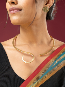 Gold Choker Necklace Set for Women with <b>Stud</b> Earrings - Product Image 1