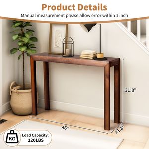 Table console en pin de style traditionnel de 46 pouces, table d'entrée étroite en noyer pour salon, couloir, table de canapé pour entrée - Product Image 5