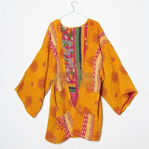 Fabricante Mayorista, Chaqueta de Verano para Mujer, Hecha a Mano en India, Estilo Vintage Kantha, Acolchada, 100% Algodón, Kimono, Bata de Baño - Product Image 5