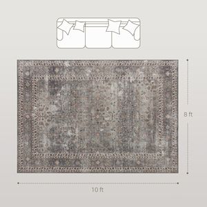 Tappeto Lavabile in Lavatrice 8x10, Antiscivolo, Tradizionale, Copertura per Pavimento, Forma Personalizzata, Pieghevole, Marrone Scuro Misto per Soggiorno - Product Image 4