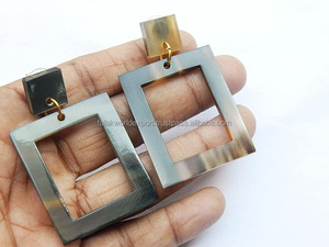 ชุดต่างหูเขาควายทรงกลมและสี่เหลี่ยมทำด้วยมือต่างหูห้อยแบบคลาสสิกไม่ซ้ำใครจาก falak World Export - Product Image 6