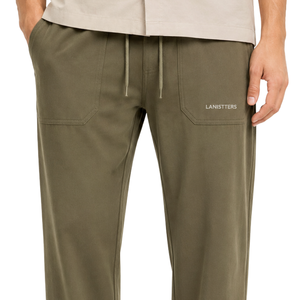 <b>Men's</b> Lightweight Casual Trousers Relaxed Straight Leg Drawstring Elastic Waist <b>Pants</b> with Side Pockets <b>for</b> Everyday <b>Lounge</b> Wear - Product Image 3