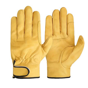 Guantes de Trabajo de Piel de Ciervo de Alta Calidad, Color Amarillo, Guantes de Seguridad con Cierre Elástico y Ajustable - Product Image 1