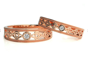 Anillos de Pareja de Lujo Florales Chapados en Oro Rosa de Plata de Ley 925 de Bindi Jewels - Product Image 3