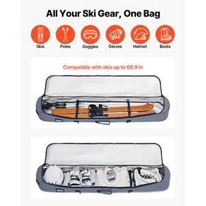 Borsa da sci in tessuto Oxford impermeabile 600D imbottita 65 pollici/165 cm regolabile per viaggi aerei - Product Image 2