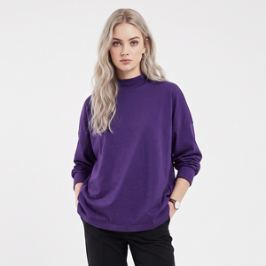 Oversized Turtleneck T Shirt Regular Sleeve Knitted <b>Women's</b> Tee <b>Top</b> Adult Style Streetwear Loosed T-Shirts - Product Image 1