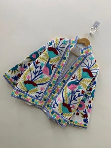 Veste en coton brodée florale bohème avec col écharpe, manches longues, grande taille, vêtements d'extérieur décontractés pour femmes, printemps - Product Image 2
