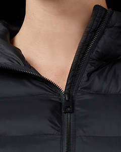 Blouson matelassé à capuche unisexe, hiver, isolé, respirant, polaire, noir, polyester, coupe-vent, décontracté, fermeture éclair, coupe ajustée, devant - Product Image 6