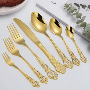 Juego de Cubiertos Ecológicos y Elegantes de Acero Inoxidable, Oferta Especial, Cubiertos Dorados que Incluyen Cuchillo, Tenedor y Cuchara para Bodas y Cenas - Product Image 1