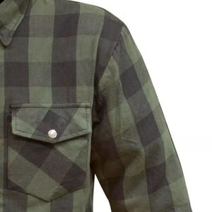Men Plaid <b>Flannel</b> Shirt Long Sleeve Knitted Cotton Casual Workwear Motorcycle Riding Outerwear - Product Image 5