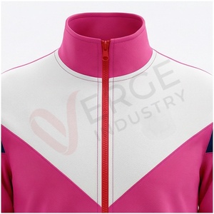 Conjunto Deportivo Unisex Color Rosa con Bloques de Color, Manga Larga, Cuello Alto, Cierre de Cremallera Frontal, Bolsillos Laterales, Transpirable, Corte Regular, Otoño - Product Image 4