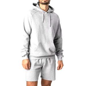 Ensemble de survêtement homme coupe ajustée en molleton bouclette, avec logo imprimé, sweat à capuche et short, deux pièces, pour l'entraînement, grandes tailles - Product Image 4