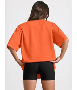 Nueva Llegada: Camiseta de Mujer 100% Algodón Sólido, Manga Media, Hombro Caído, Oversize, Casual, Holgada y Transpirable - Bangladesh - Product Image 4