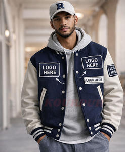 Veste universitaire personnalisée haut de gamme OEM ODM, style baseball, corps en laine, manches en cuir, boutons-pression, uniforme d'équipe universitaire - Product Image 3