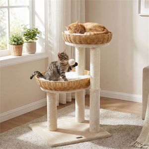 Torre per Gatti da Interno con Cesti in Vimini e Tiragraffi, Albero per Gatti e Struttura per Arrampicata - Product Image 2