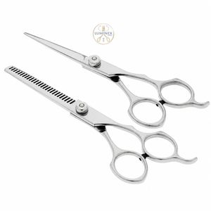 Ensemble de ciseaux à effiler et de ciseaux de coiffure professionnels pour salon/barbier, avec rasoir tranchant - Product Image 1