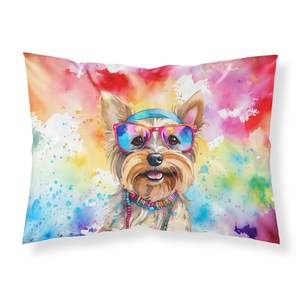 Yorkshire Terrier Hippie Dawg ilustraciones decorativas funda de almohada estándar ligera súper suave funda de cojín de fácil cuidado - Product Image 1