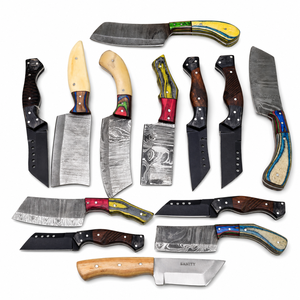 Jexmoo Custom Handmade Damascus Steel Chef Cleaver Knife With Colourful Wood Handle For Kitchen And <b>Camping</b> Use - Product Image 1
