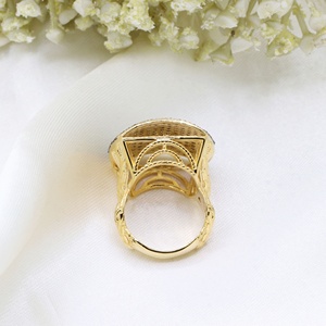 Wholesale 925 Sterling Silver Yellow Gold Plated Pave Natural Diamond Cushion Dome Cocktail Ring Memoria Jewels - Product Image 2