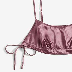 Women's Summer New Arrival Halter Neck Contrast Binding V-<b>String</b> Bottoms Micro Bra Eco-Friendly Quick Dry Breathable <b>Bikini</b> - Product Image 3