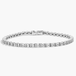 Women's Luxury Round & Baguette Natural Diamond Filled Certified <b>Bracelet</b> in <b>White</b> Gold - Product Image 3