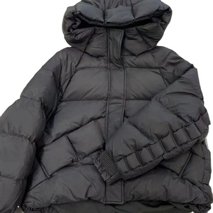 Chaqueta de pato de talla grande para mujer de invierno 2024, Abrigo acolchado suelto corto blanco, capucha de lana gruesa y cálida, estampado de patrón sólido transpirable - Product Image 1