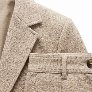 Conjunto de Blazer y Pantalones Cortos de Mujer, Color Beige, Tejido de Lana, Un Solo Botón, Traje Formal de Oficina - Product Image 5