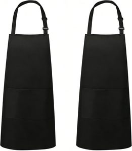 Tablier unisexe noir à bretelles croisées avec poche avant pour la cuisine, la pâtisserie, usage professionnel de chef, marque OEM, délai de livraison d'échantillon de 7 jours - Product Image 1