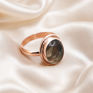Pure 925 Sterling Silver Smoky Quartz <b>Ring</b> Rose Gold & Yellow Gold Plated Handmade <b>Statement</b> Oval Gemstone <b>Ring</b> Christmas Gift - Product Image 5
