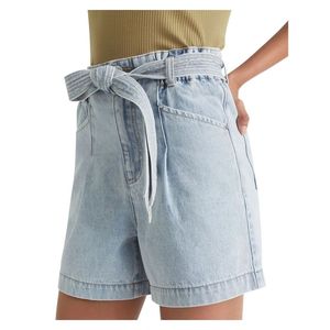 Shorts en jean décontractés pour femmes, taille mi-haute, en toile, avec taille élastique, respirants, mini, bleus, pour l'été - Product Image 4