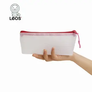 Translucent Portable Mesh Zipper Pencil Pouch for school kids