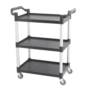 Chariot de service 3 niveaux noir pour hôtels et restaurants, chariot de nettoyage de vaisselle professionnel pour cuisine avec roues pivotantes - Product Image 2