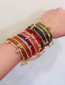 New Arrival Professional Handcrafted Silver Plated Pearl Kashmiri Ghungaro <b>Bangles</b> Churiyan <b>Sets</b> Customizable Colors Sizes - Product Image 4