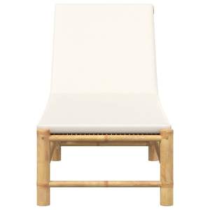 Chaise longue standard en bambou blanc crème avec accoudoirs réglables - Product Image 4
