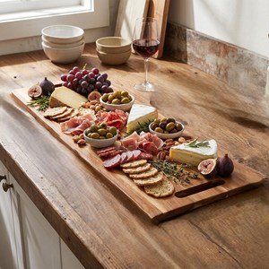 Planche de service en bois extra longue |   Plateau de charcuterie rustique avec poignée - Product Image 3