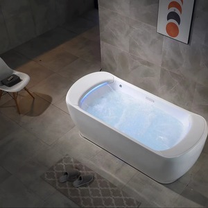 Baignoire autoportante moderne en acrylique écologique avec design d'angle pour salle de bain intérieure, idéale pour les hôtels - Product Image 1