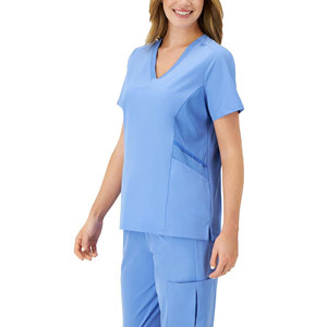 Ensemble de blouses d'infirmière pour femmes, haut à manches courtes, col en V, pantalon élastique, tissu doux, uniforme d'hôpital, vêtements de travail confortables, vente en gros - Product Image 3