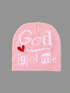 หมวกบีนนี่ปักลาย God Got Me สีดำ แบบยูนิเซ็กส์ สำหรับฤดูหนาว ทำจากอะคริลิก 100% ลายตัวอักษร ขนาดผู้ใหญ่ 56-58 ซม. - Product Image 3