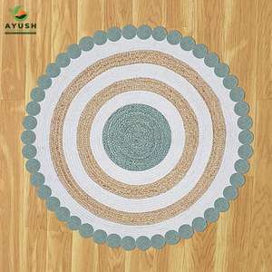 Tapis ronds épais de 65 jauges et 180 cm en jute 100% naturelle, personnalisables pour les lofts ouverts et les salles d'étude - Product Image 1