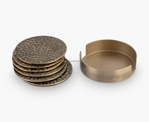 High Quality Antique Brass and Metal <b>Drink</b> <b>Coasters</b> with Round Shape for Hammered Design - Product Image 3
