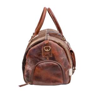 Sac de voyage en cuir véritable, sac de week-end, sac de voyage vintage, fermeture éclair, portable, léger, grande capacité, bagage à main - Product Image 6