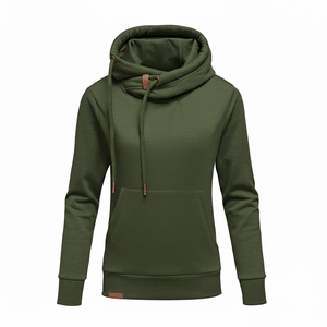 Sweat-shirt à capuche pour femme, couleur unie, manches longues, tricoté en coton et fibre de bambou, avec poches, style décontracté respirant pour l'automne - Product Image 3