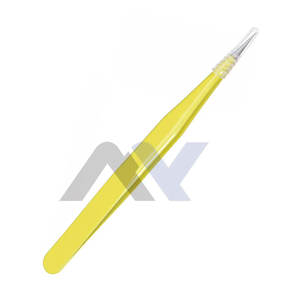 Pinzas para Pestañas con Acabado Satinado, Pinzas de Punta Recta de Acero Inoxidable de Color Amarillo, Venta al por Mayor Star Speed - Product Image 1